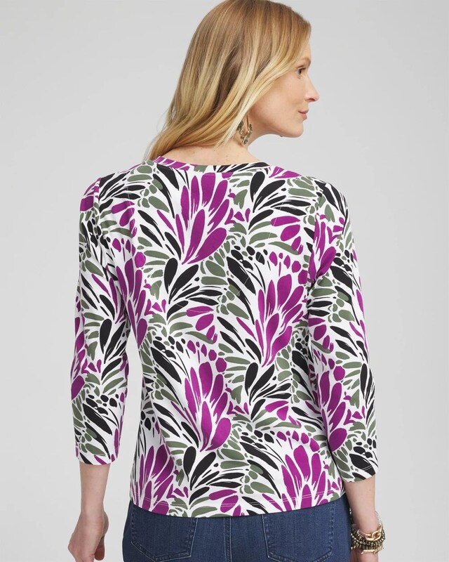 Floral Print 3/4 Sleeve Perfect Tee - image 3